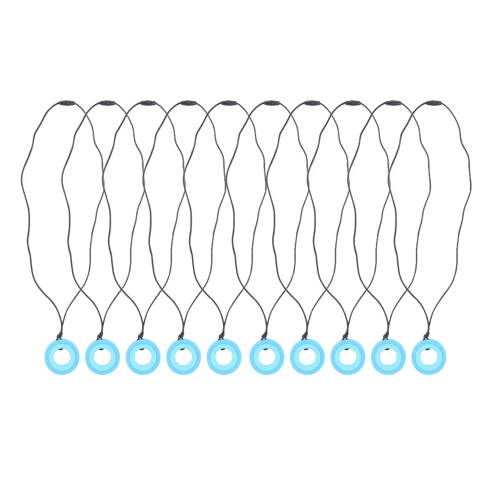 10шт сенсорное жевательное ожерелье безопасное мягкое силиконовое скрежещущее зубами детское жевательное ожерелье с подвеской темное темно-синий